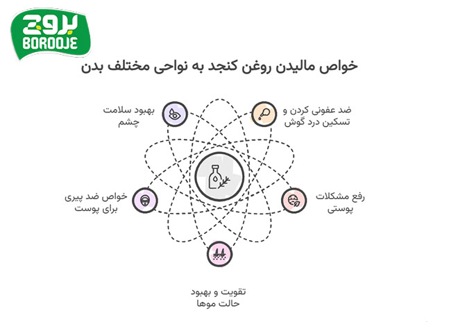 خواص روغن کنجد برای بدن و درمان بیماری ها 10 خواص مالیدن روغن کنجد به نواحی مختلف بدن
